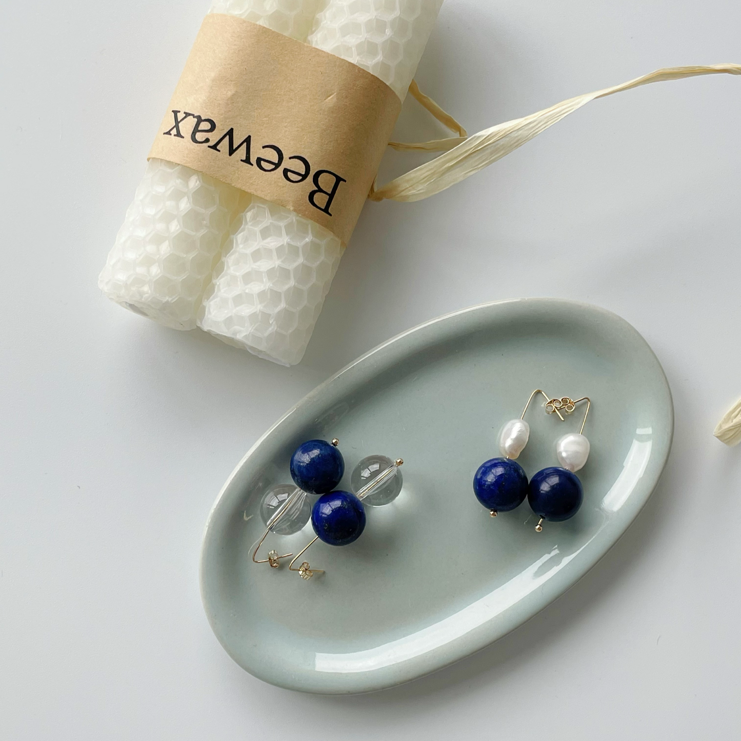 5-6mm Baroque Freshwater Pearl & Lapis Lazuli 'Sky' Drop Earrings