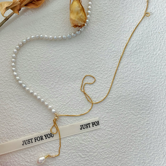 4-5mm Baroque Freshwater Pearl U-Shaped Pull-out Necklace