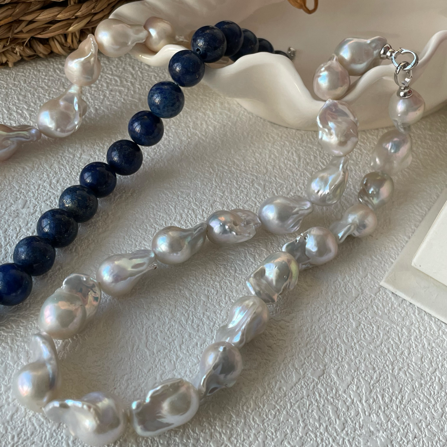 22-24mm Baroque Freshwater Pearl & Lapis Lazuli 'Power of Tranquility' Necklace