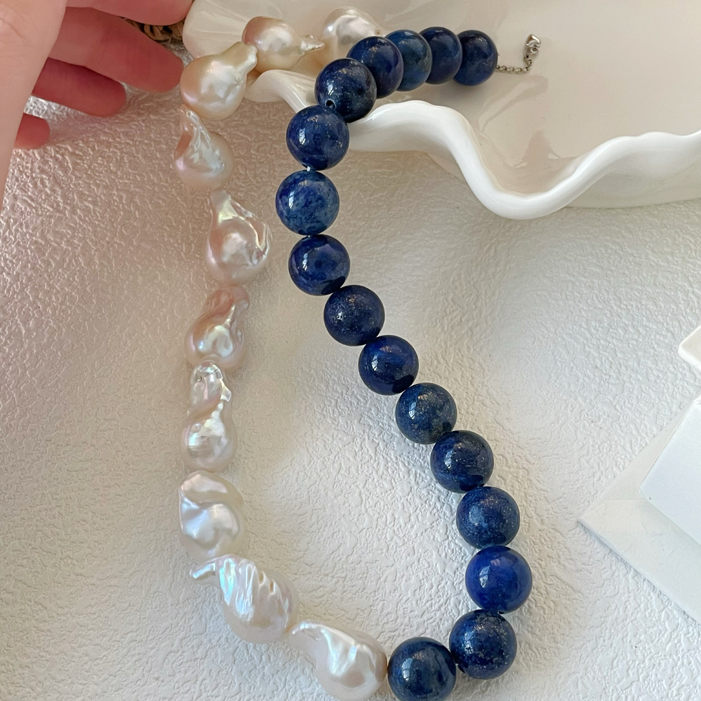 22-24mm Baroque Freshwater Pearl & Lapis Lazuli 'Power of Tranquility' Necklace