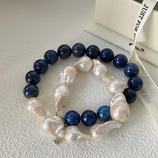 22-24mm Baroque Freshwater Pearl & Lapis Lazuli 'Power of Tranquility' Necklace
