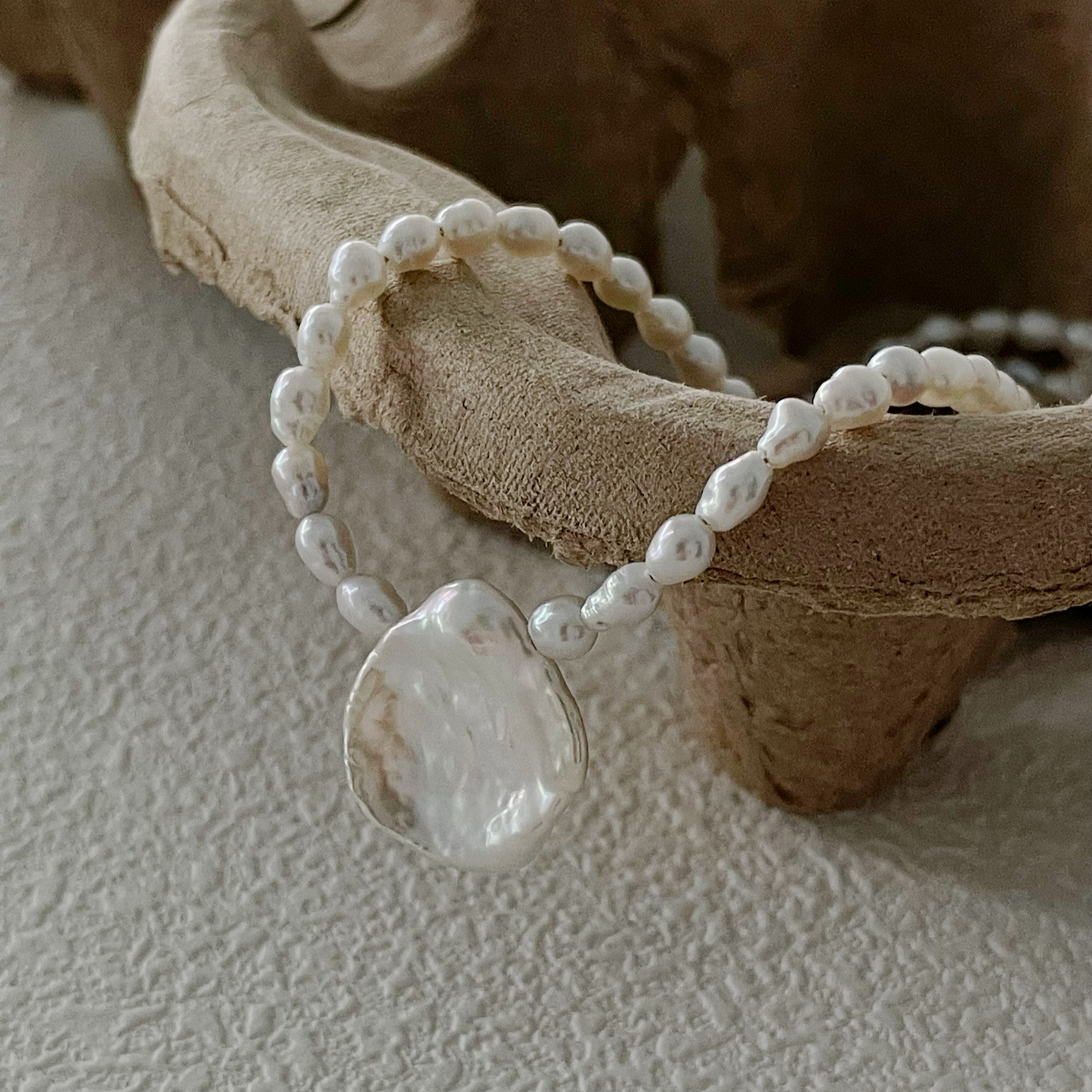 4-5mm Rice-Shaped & Petal-Shaped Baroque Freshwater Pearl Necklace