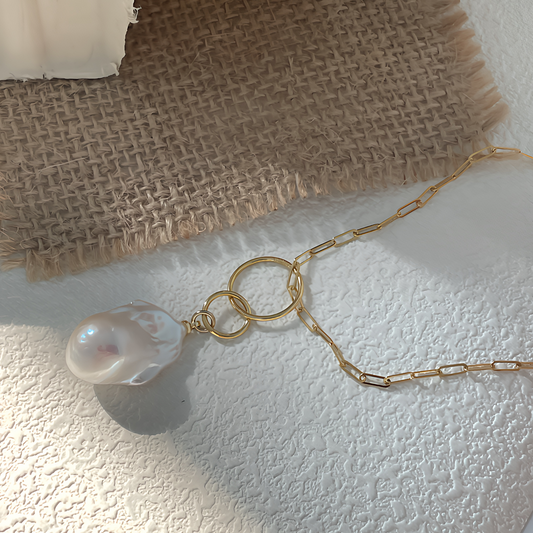 22-24mm Baroque Freshwater Pearl Geometric Designer Pendant