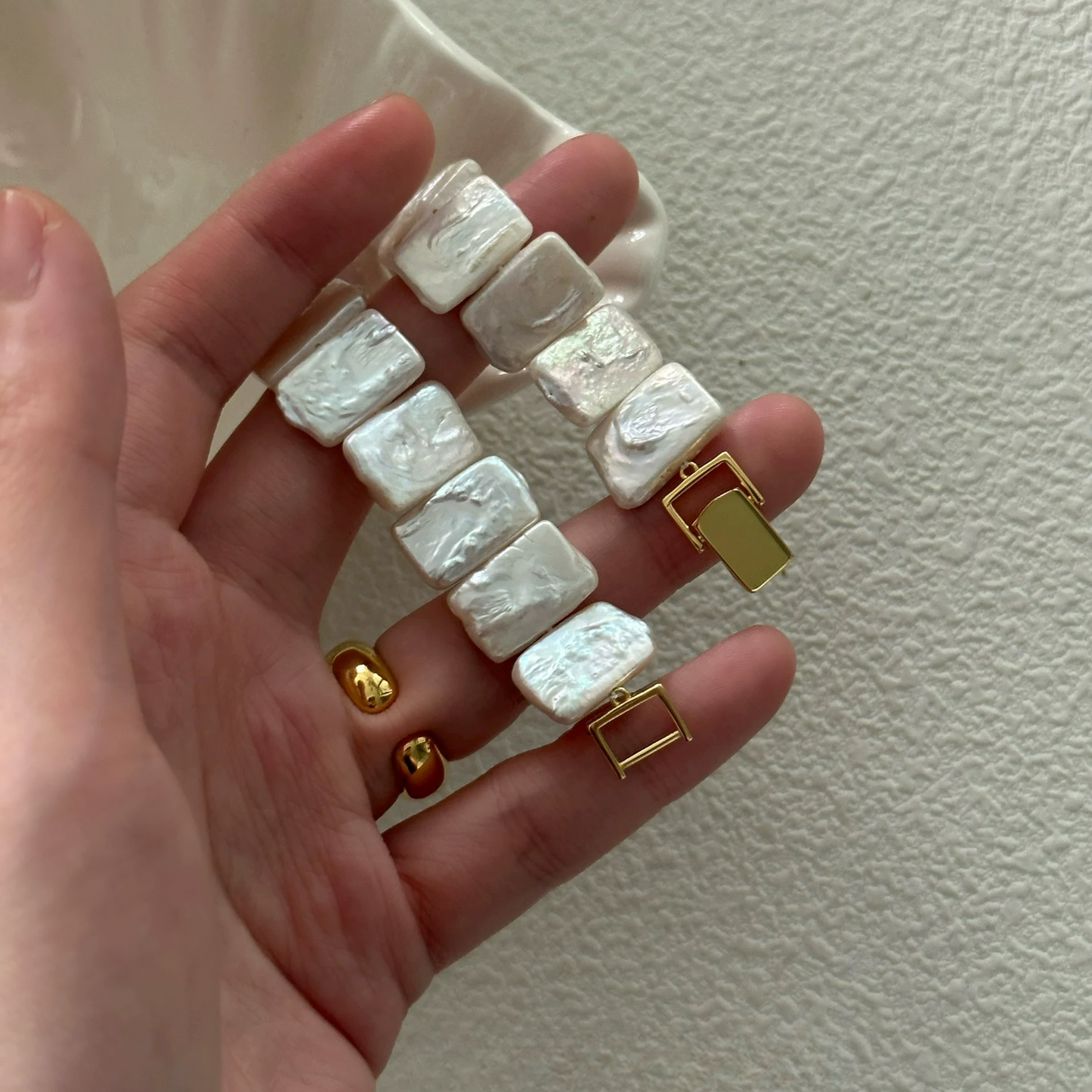 Rectangular Baroque Freshwater Pearl Watch Bracelet