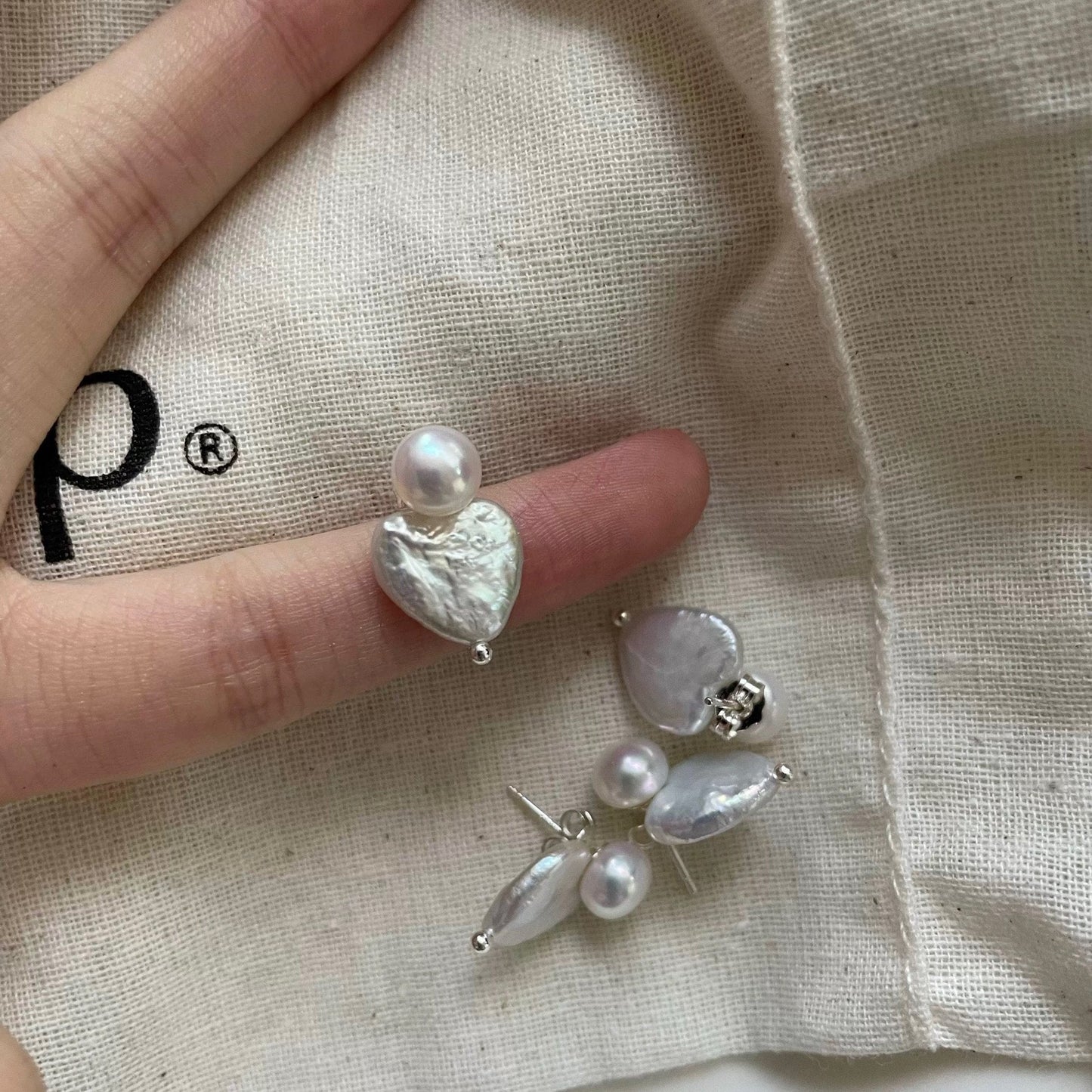 12-15mm Heart-Shaped Baroque Freshwater Pearl Earrings