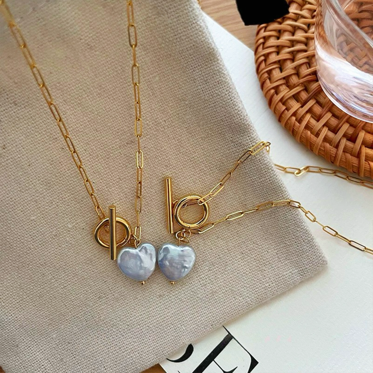 12-15mm Heart-Shaped Baroque Freshwater Pearl OT Roman Necklace