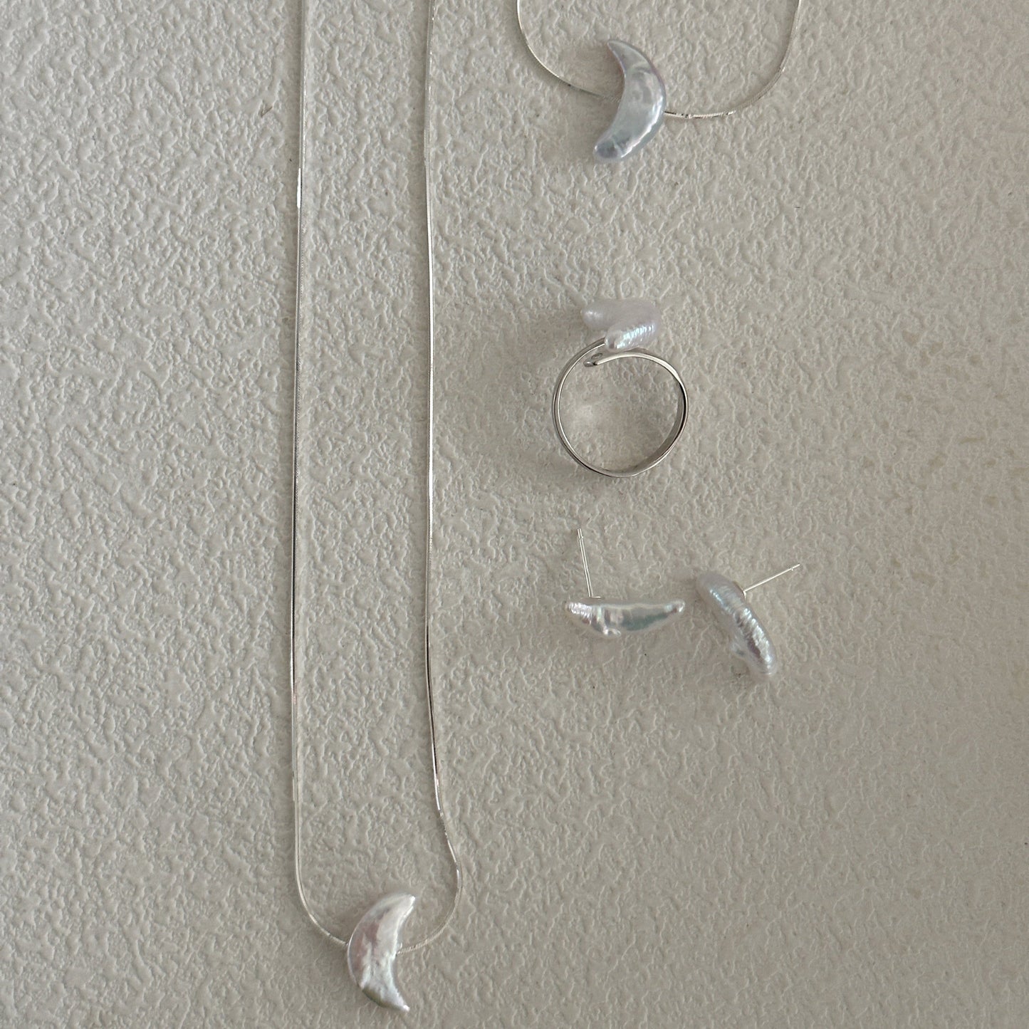 Moon-Shaped Baroque Freshwater Pearl Stud Earrings