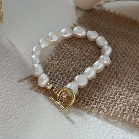 9-12mm Baroque Freshwater Pearl French Retro OT Bracelet