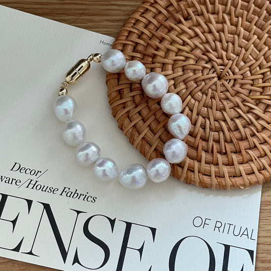 9-12mm Baroque Freshwater Pearl Magnetic Clasp Bracelet