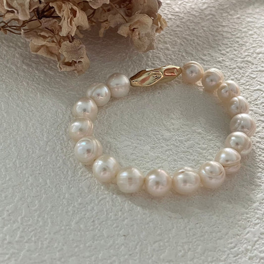 8-10mm Natural Threaded Baroque Freshwater Pearl Bracelet